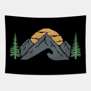 Retro Pixel Nature Tapestry