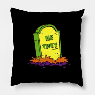 He/They Pronoun Grave Pillow