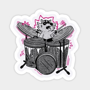 Raccoon Drummer Music Lover Magnet