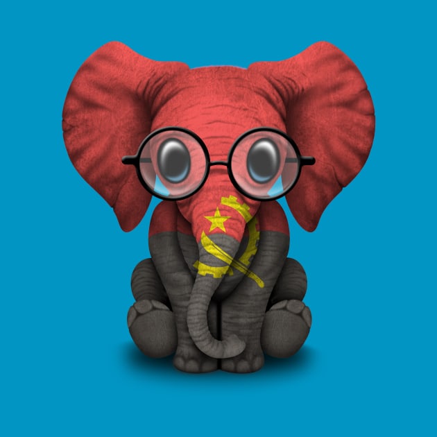 Baby Elephant with Glasses and Angolan Flag by jeffbartels