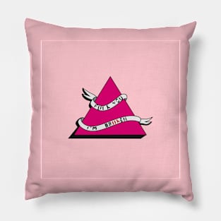 Pink triangle with I'm broken typewriter Pillow