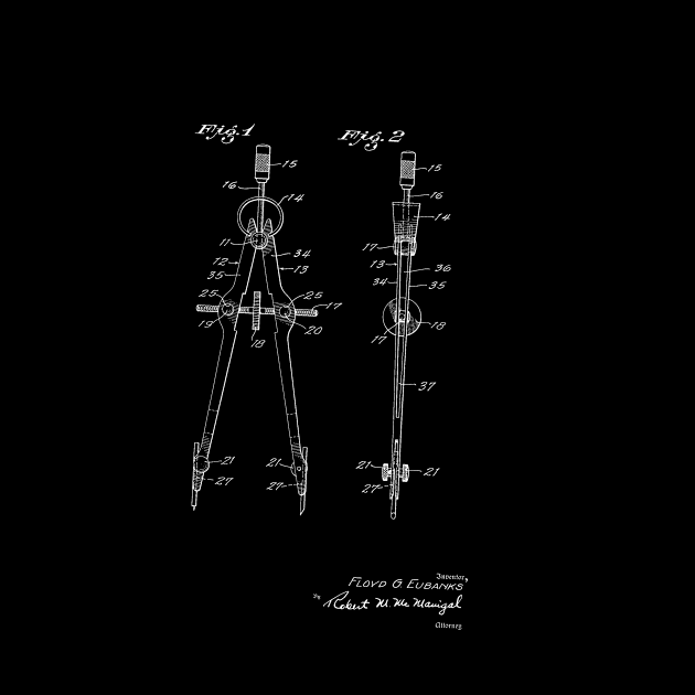 Compass Vintage Patent Hand Drawing by TheYoungDesigns