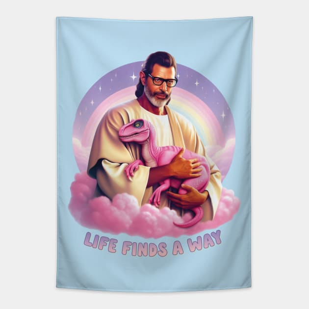 Life Finds a Way Raptor Jesus Jeff Tapestry by liminalcandy