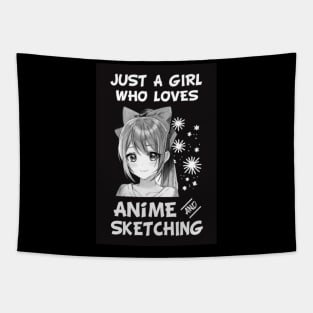 Just A Girl Who Loves Anime And Sketching Tapestry