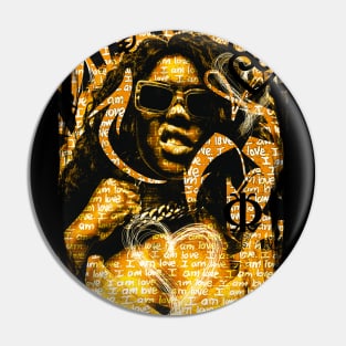 I am Love Black Woman Urban Pop Art Yellow Pin