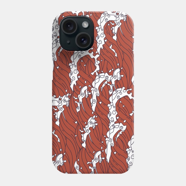 Seamless Oriental Red Sea Pattern Phone Case by MaknArt