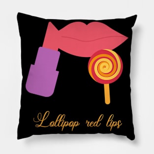 Lollipop red lips. Girly lipstick makeup candy Pillow