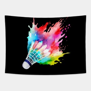 Badminton Shuttlecock Watercolor Player Gift Artistic Artsy Tapestry