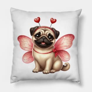 Valentine Fairy Pug Dog Pillow