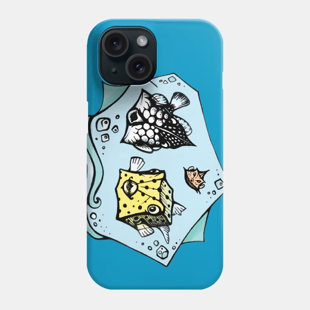 Funny angular Boxfishes Phone Case by Yulla