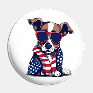 Patriotic Dog, 4th of July Design Pin