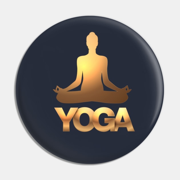 Yoga golden logo t-shirt Pin by  Memosh Everything 