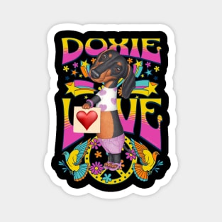 Cute Dachshund Doxie Love on a Doxie love tee Magnet