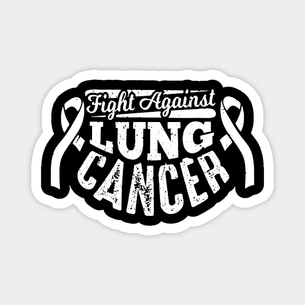 Fight Against Lung Cancer Vintage White Ribbon Gift Magnet by thuylinh8