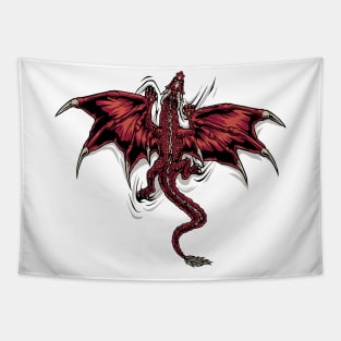 Climbing Crimson Wyvern Tapestry