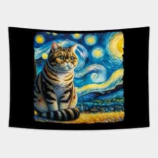 Manx Starry Night Inspired - Artistic Cat Tapestry