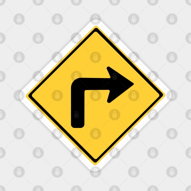 Shape Turn Right Turn Warning Sign Magnet by DiegoCarvalho
