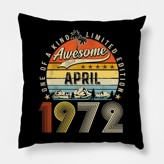 Awesome Since April 1972 Vintage 51st Birthday Pillow by Red and Black Floral