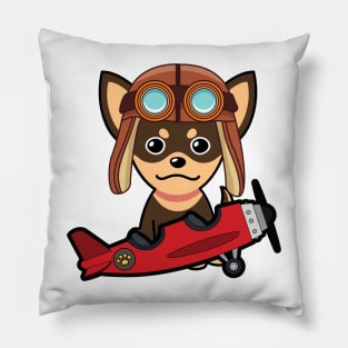 Cute Small dog is in a vintage airplane Pillow