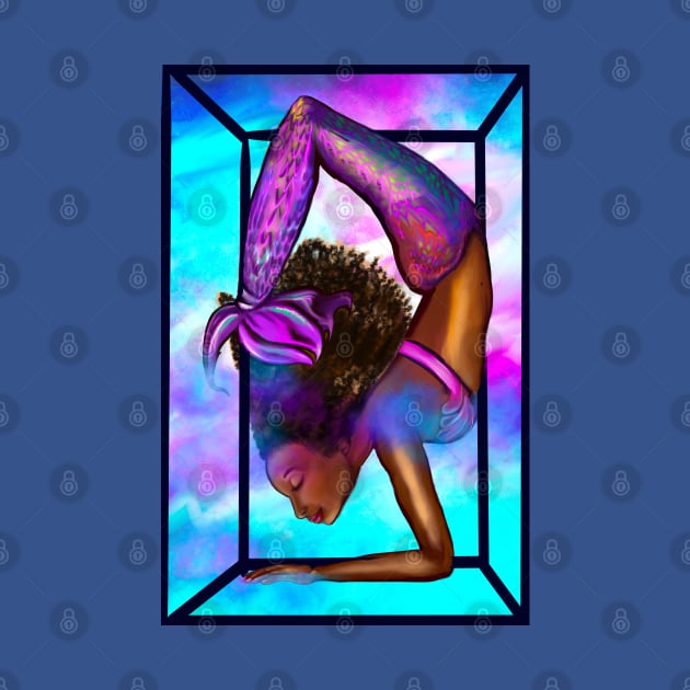 Mermaid handstand in frame Coco the Magical rainbow mermaid doing an underwater handstand. Afro hair and caramel brown skin by Artonmytee