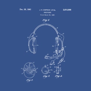 Headphones Patent Blueprint J N Simpson T-Shirt