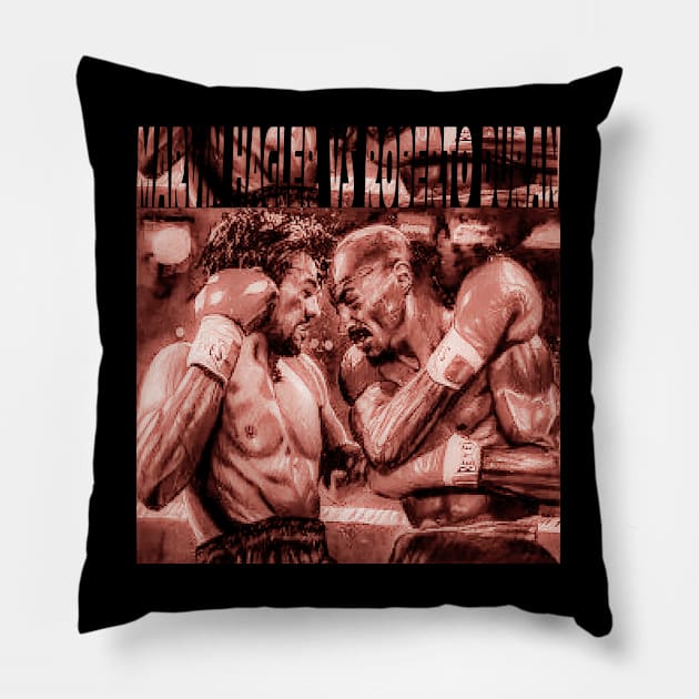 marvin hagler vs roberto duran Pillow by adon aska