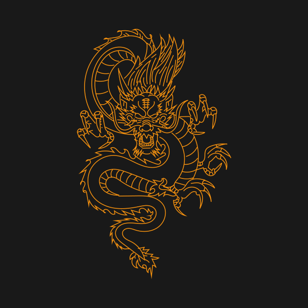 Gold dragon t-shirts, pillows, bags, cases, stickers by Anastasia Letunova