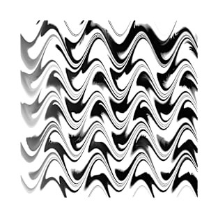 Black and White Marble Waves T-Shirt