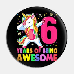 6 Years Old Unicorn Dabbing 6Th Birthday Girl Unicorn Party Pin