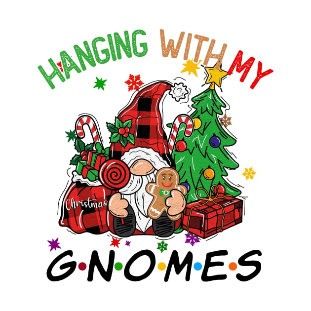 Funny Christmas Gnome Hanging With My Gnomies Family Pajamas by JennyArtist