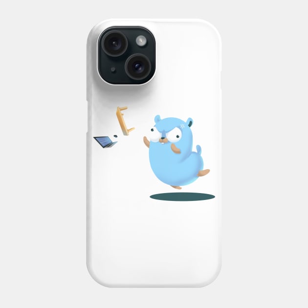 Golang Gopher Go Rage Phone Case by clgtart