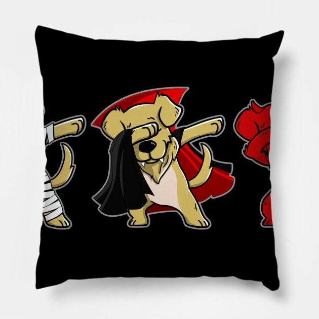 Golden Retriever Dabing Horror Halloween T-shirt Pillow by kimmygoderteart