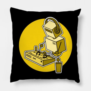 Robot Playing Drum Machine (pocket size print) Pillow