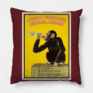 Vintage Drinking Monkey Pillow