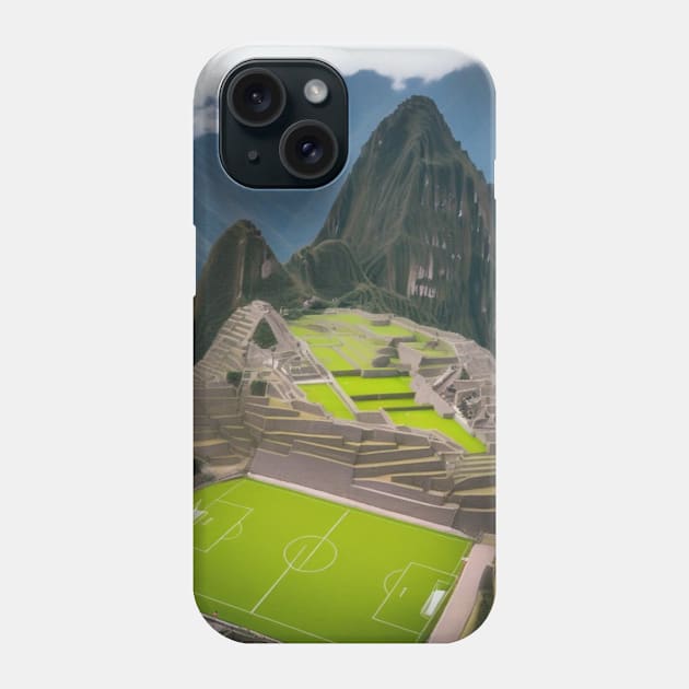 Futbol field on Machu Picchu Phone Case by The GOAT Store