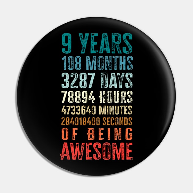 Years 108 Months Of Being Awesome Happy 9th Birthdays Pin by Namatustee