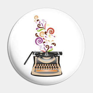 Creative Typewriter illustration with colorful swirls Pin