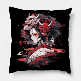 Japanese Horror Geisha Oni Demon Pillow