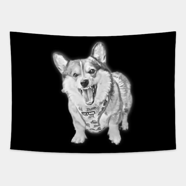 Pembroke Welsh Corgi Sketch Design Tapestry by Kawaii Sketch