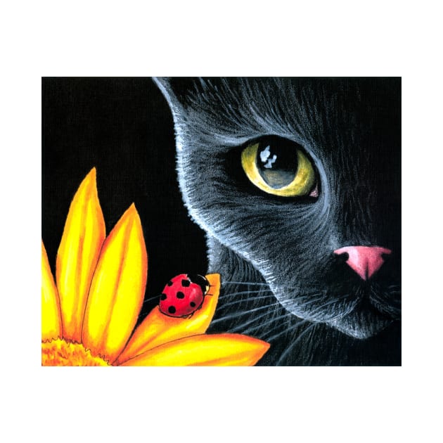 Black Cat with ladybug 510 by artbylucie