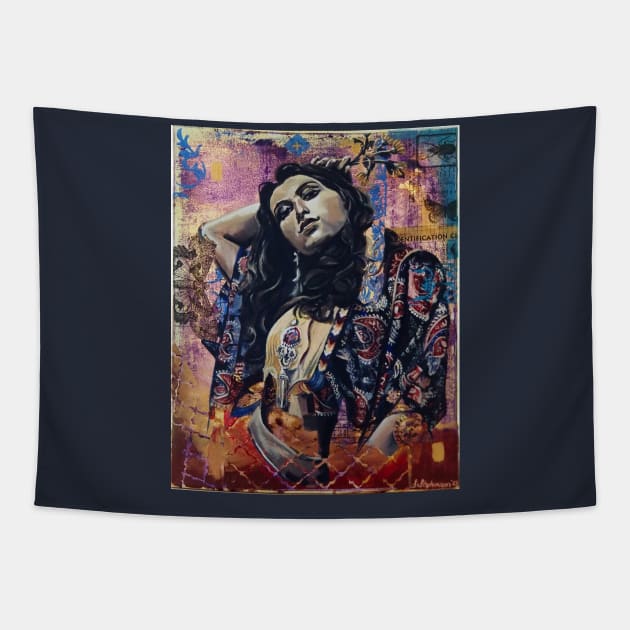 Gypsy Beauty Tapestry by WatercolorArteest