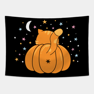 Cat pumpkin Tapestry