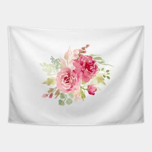 Whimsical red watercolor floral bouquets Tapestry