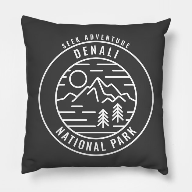 Denali National Park Retro Pillow by roamfree