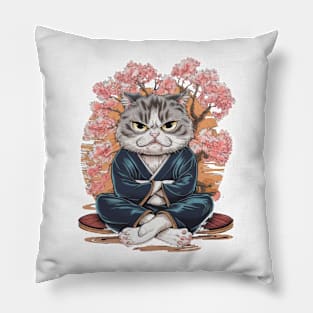 Sullen Cat Japanese Art Print Pillow