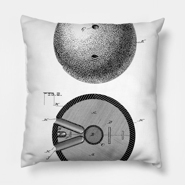 Bowling Pin Vintage Patent Hand Drawing Pillow by TheYoungDesigns