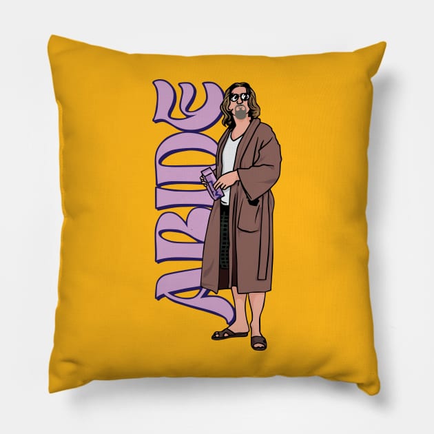 Dude abides stand drinking Pillow by wattlose