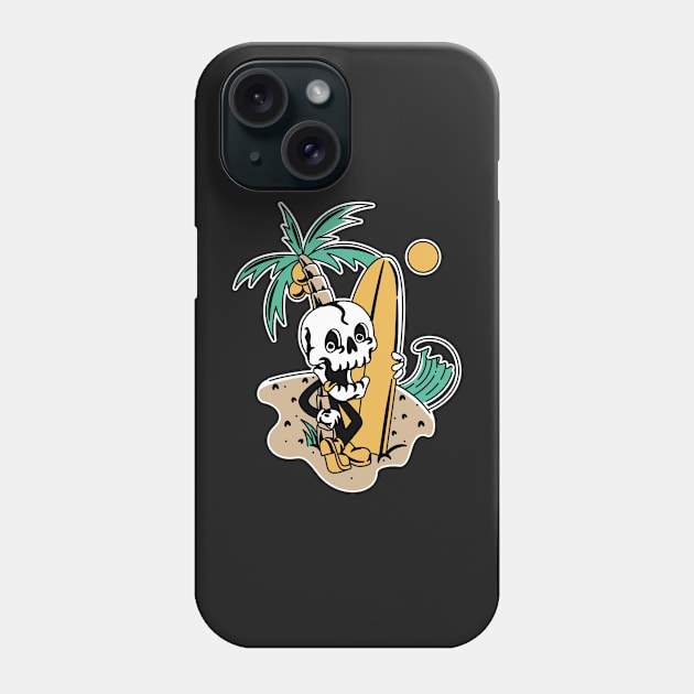 Surfer Skull Funny Man Phone Case by markz66