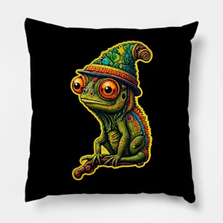 Psychedellic chameleon Pillow