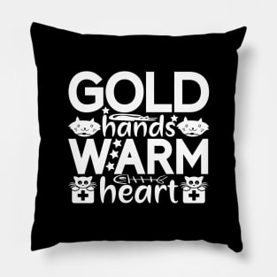 Gold Hands Warm Heart Cats Lover Funny Gift Pillow